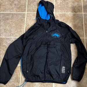 Black Windbreaker with Blue Accents